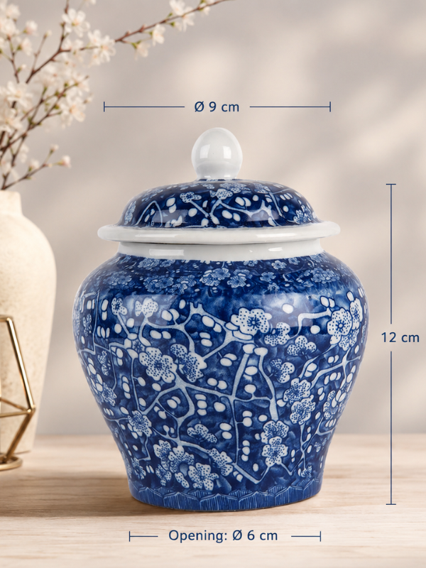 Mini urn - Bloemenprint Delfts Blauw